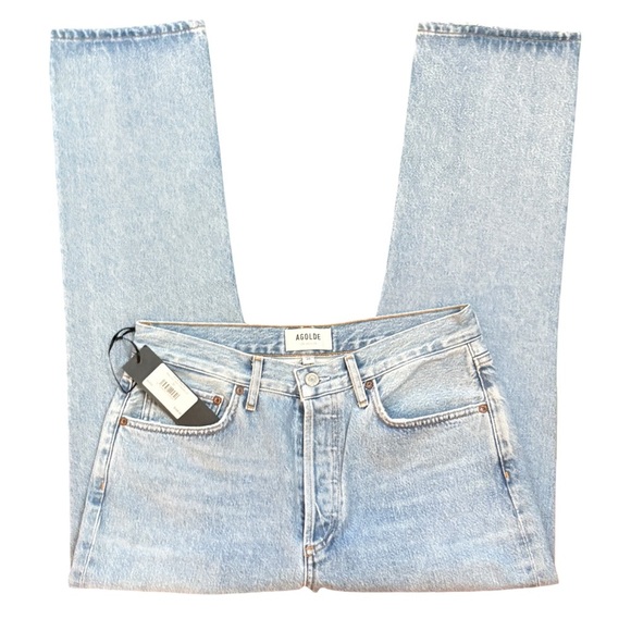AGOLDE Riley High Rise Straight Leg Dimension Light Medium Blue Size 29 NEW NWT - Picture 4 of 14